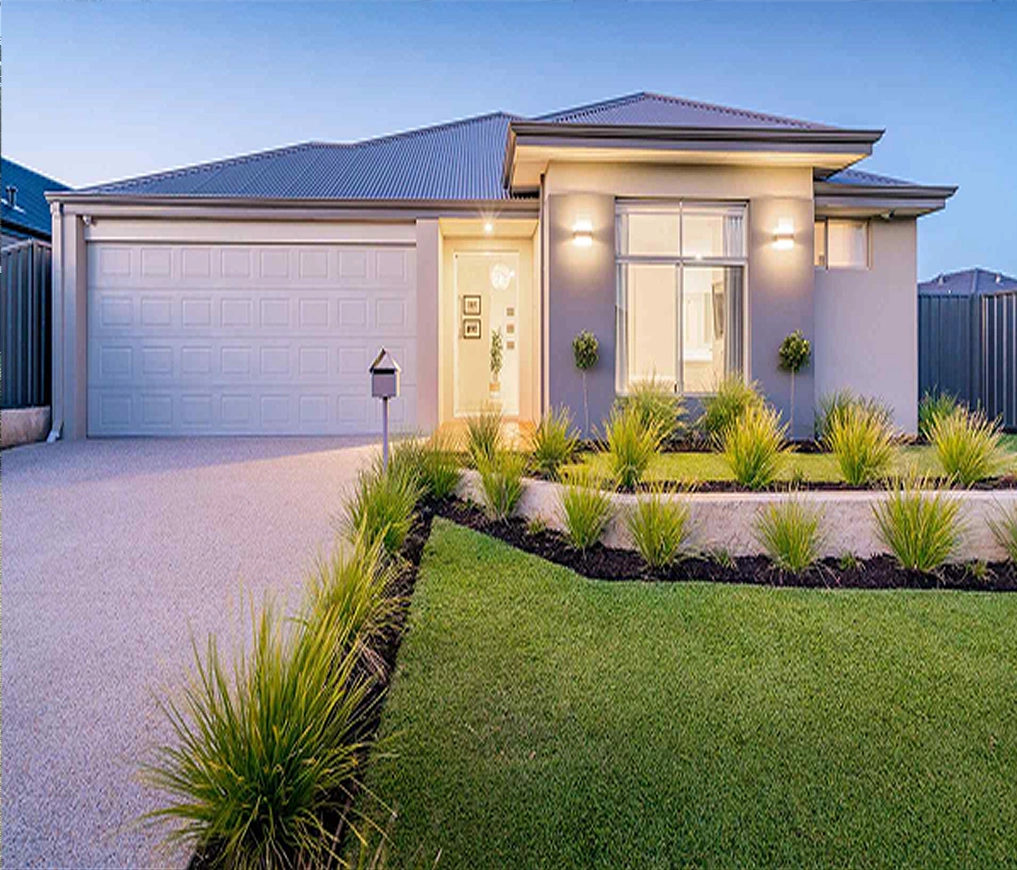 Modern house and garden with professional landscaping